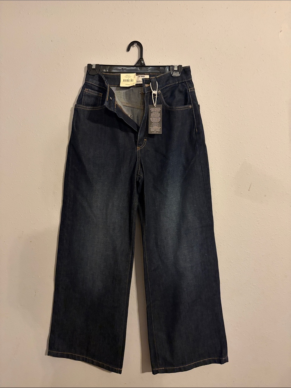 Cotton On Men's Dark Blue Relaxed Wide-Leg Jeans